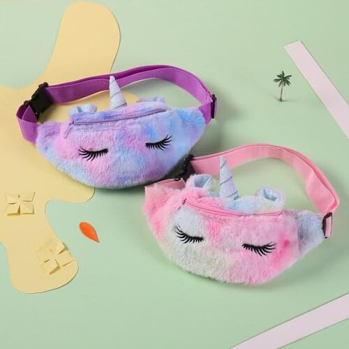 Fanny Wasit Pack For Children Cute Unicorn Bag Girl Wasit Belt Bags Winter Fur Sac Christmas Girls Gift Bag