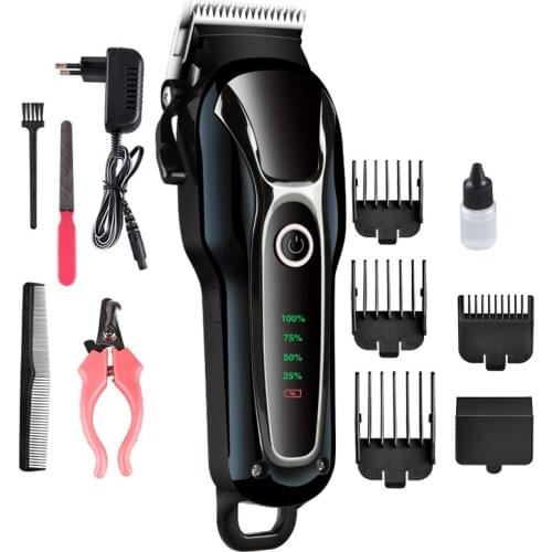 Professional Rechargeable Cordless Pet Hair Trimmer Grooming Kit Low Noise Cat Dog Clippers Pet Hair Trimmer Kit EU Plug