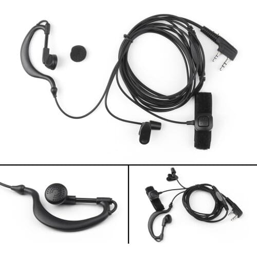 Artudatech 1Pcs Walkie-Talkie PTT Mic G-shape Ear-Hook Headset For Kenwood Baofeng Radio