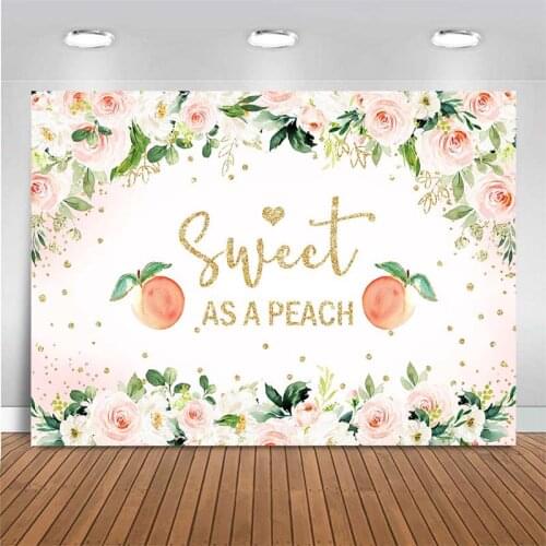 Sweet As A Peach Backdrop Pink Flower Floral Peach Newborn Baby Shower Photography Backdrop Wedding Decoration Photo Background