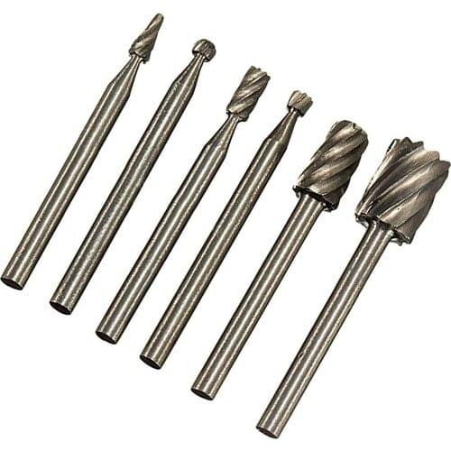 Tiger 2160511 Wood Spiral 6 Piece Thinning Engraving Letter Writing Bits Wood Carving Milling Engraving