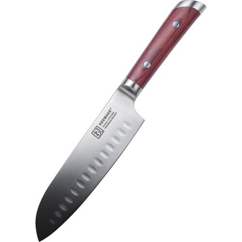New SUNNECKO 7" Santoku Knife German 1.4116 Steel Blade Chefs Slicing Kitchen Knives Color Wood Handle Cook Christmas Gift
