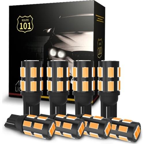 Route101 8pcs T10 W5W LED 4300K Warm White 12V LED Car Interior Dome Map Light Bulb 5W5 194 168 4500K T15 W16W Auto Reading Lamp