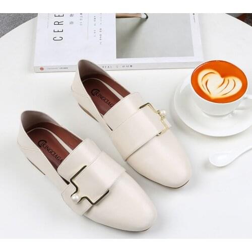 Fashion Low-heeled Anti-skid Shoes Women Summer Autumn Skid-proof Square Toe Flat Korea Style Sandals Shoes Shallow Simple Shoes