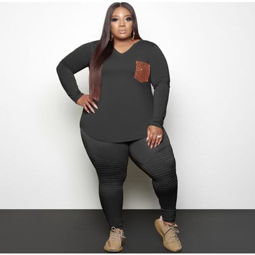 Plus Size Women Clothing Two Piece Set 4xl 5XL 2 Piece Top and Pants Set Casual Plus Size Zestawy Two Piece Plus Size Conjuntos