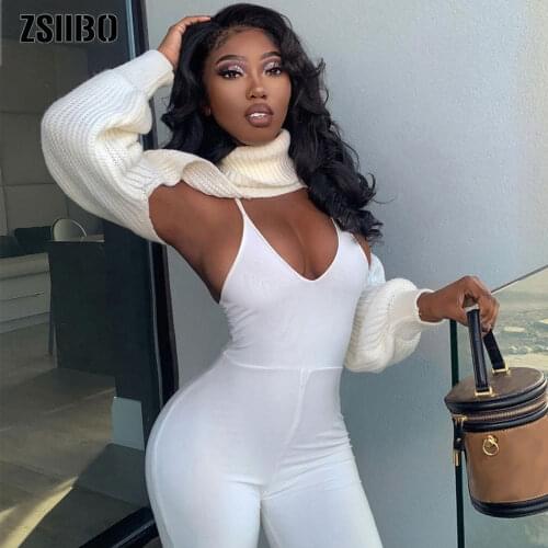 Side Slit Summer 2021 Halter Jumpsuits For Women Nude Backless Casual Sporty Long Rompers Bodycon One Piece Outfit Hot