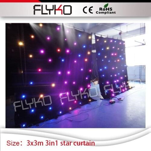 10ft by 10ft led full color 3in1 twinkling curtain dj ktv led star curtain