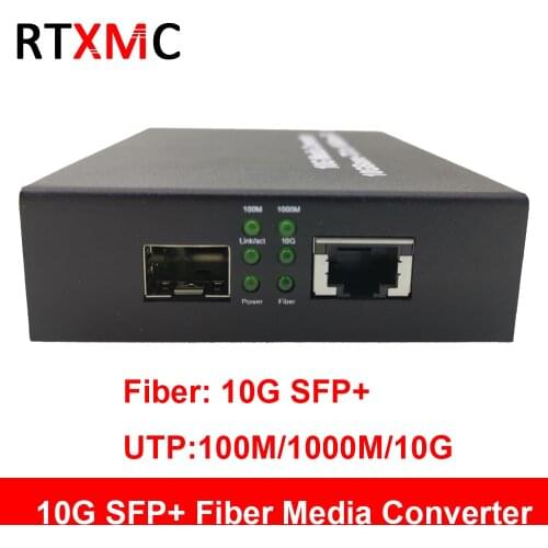 10G Enhanced SFP+ Media Converter 10GBase-T Ethernet Switch RJ45 to Optical Fiber Optic Transceiver Optical Convert FTTH Tool DC