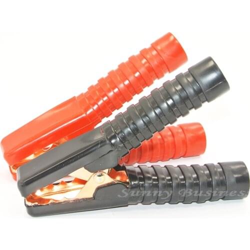 2Pcs Plastic Insulated Coated Copper Boots Car Battery Alligator Clip Test Clamp Black Red 200A for Car Auto Vehicle