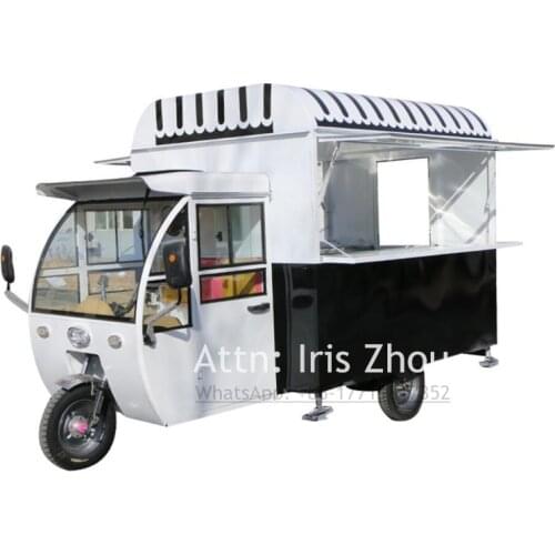 2021 Europe Trends Electric Adult Tricycle Food Truck Trailer Mobile Kitchen Coffee Hot Dog Food Cart Street Vending Machine