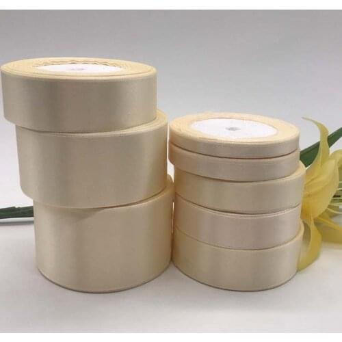 25Yards/Roll 6/10/15/20/25/40/50mm Beige Color Single Face Satin Ribbon DIY Gift Wrapping Christmas WeddingParty Ribbons