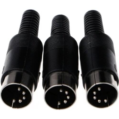 3 Pcs DIN Male Plug Wire Connector with Plastic Handle Cable Connector 5 Pin with Plastic Handle