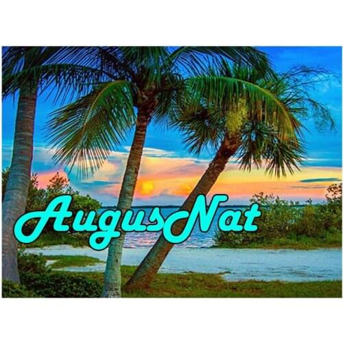 5d full round diamond painting palm diamond embroidery trees daimand mosaic pictures seaside diamand paint stickers leopard new