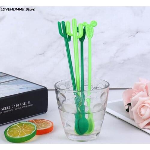 6pcs/set Coffee Spoons With Long Handle Honey Stir Spoon Cactus Dinnerware