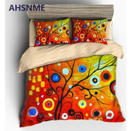 AHSNME European Modern Art Oil Painting Duvet Cover Sets 100% Microfiber Bedding Set 3pcs