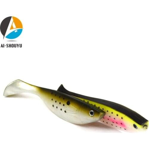 AI-SHOUYU 3pcs Soft Sea Fishing Lure150mm 26g Soft Plastic 3D Eyes Vivid Fish Grub Artificial Lures Swimbait Wobbler