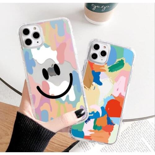 Smiley Graffiti Phone Cases For iphone 12 11 pro max X XS XR XSMAX 7 8 Plus SE 2020 12mini Colorful Clear Soft Back Cover