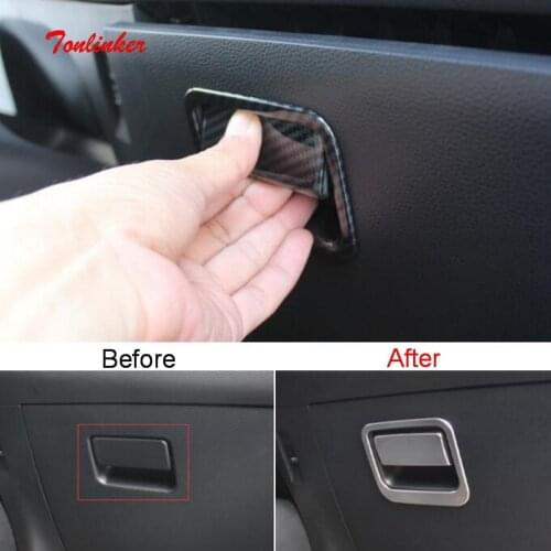 Tonlinker Interior Car Glove box Handle Cover Case Sticker for Toyota Corolla 2019-20 Car Styling 2 PCS ABS/Metal Cover Sticker