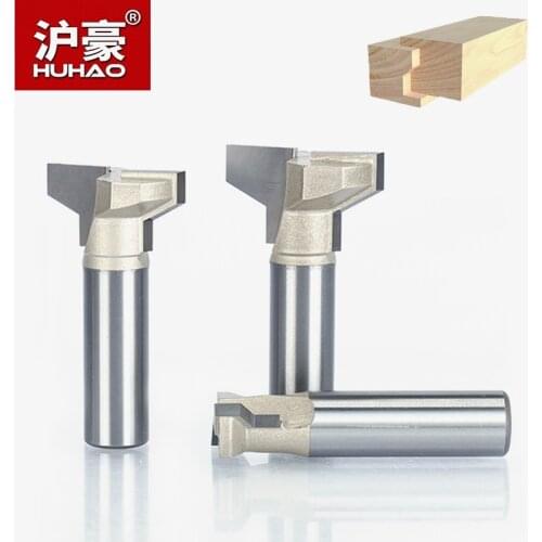 HUHAO 1pc 1/4" 1/2" Shank Woodworking Cutter Engraving Edge Trimmer Router Bit Drawer Knife T Type Cutter For Wood