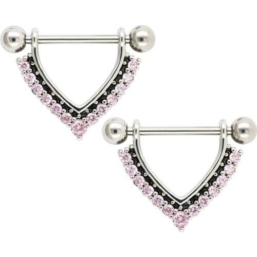 JHJT 2PCS Hearts Nipple Barbell Rings 14G Nipple Shield 316L Stainless Steel Nipple Piercing women Men Body Jewelry