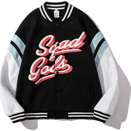 New Letter Embroidery PU Leather Sleeve Bomber Jacket 2021Autumn Winter Color Block Baseball Jacket Sports Jacket Men Clothing