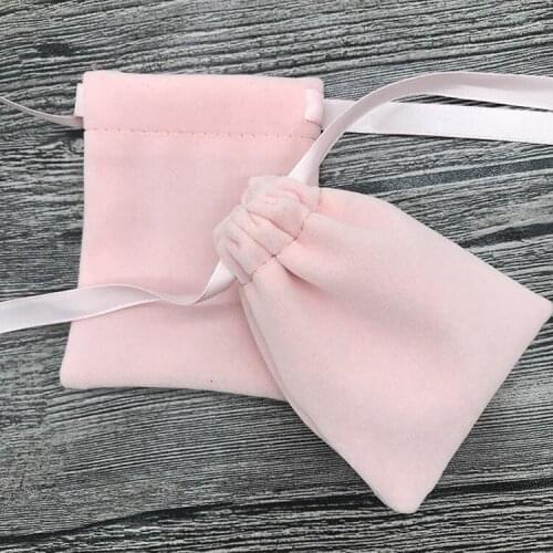 Wholesale 10pcs 10x12cm pink plush cloth cute drawstring pocket Small jewelry box gift cosmetic packaging bags Party supplies