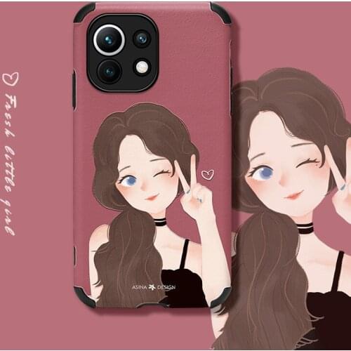 ASINA Cartoon Case For Xiaomi Mi10 11 Ultra 9 8 Poco F3 X2 Capa Imitation Lambskin Cases For Xiaomi Redmi Note 9 8 7 Cover Women