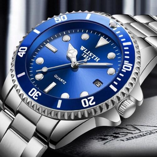 WLISTH 2020 New Top Brand Luxury Mens Watches Casual Quartz Watches Men Stainless Steel Waterproof Relogio Masculino Gift Clock