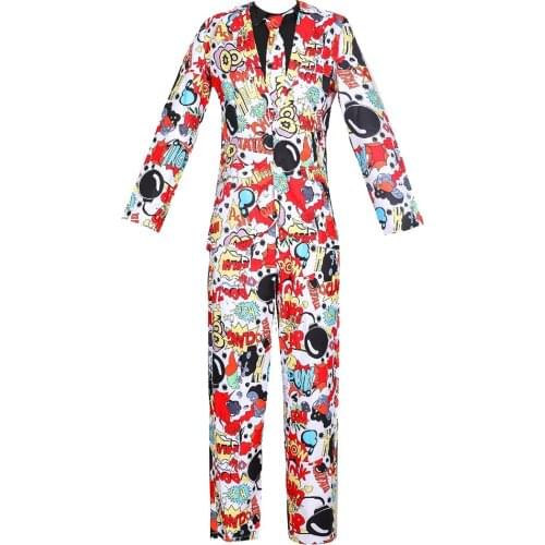 Mens Disco Leisure Suit Costume Graffito Hippie Punk Party Costumes Fancy Dress