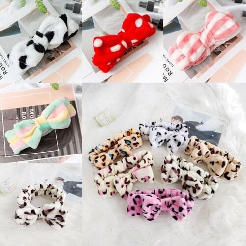 Trend Hair BandLadies Wash Hoop Soft Big Bow Hair Accessory Headband Flannel Makeup