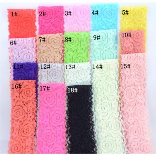4CM Lace Flower Patten Headbands 50yards/lot 18C for Girls Headwear Kids Elastic Headband DIY Accessories