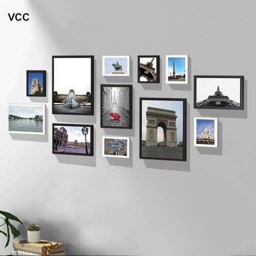 12Pcs Wooden Frame For Wall Hanging Photo Frame Landscape Painting Black White Wood Picture Frames For Pictures
