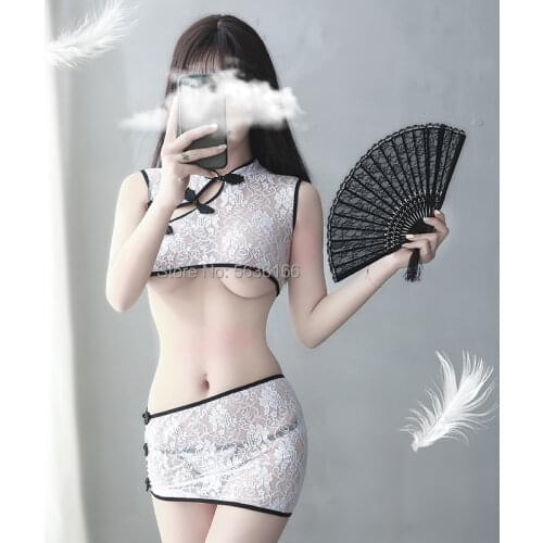 Sexy woman Retro erotic perspective cheongsam suit sexy temptation sexy pajamas sex play cosplay cheongsam lingerie