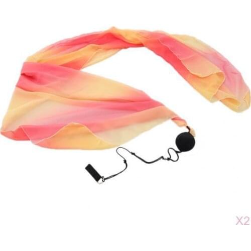 2x Belly Dance Poi Throw Balls Silk Veil Dancing Costumes Props 206 X 70cm