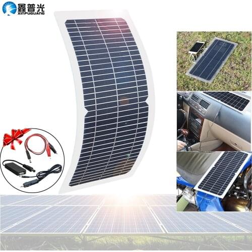 Flexible solar panel kit 12v 10w portable solar battery charger 5v usb for cellphone powerbank car boat waterproof transparent