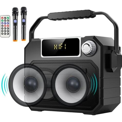 Newsmine A113 Outdoor Speaker Bluetooth Remote Controller Wireless Portable Square Dual Microphone Party Recording TF Subwoofer