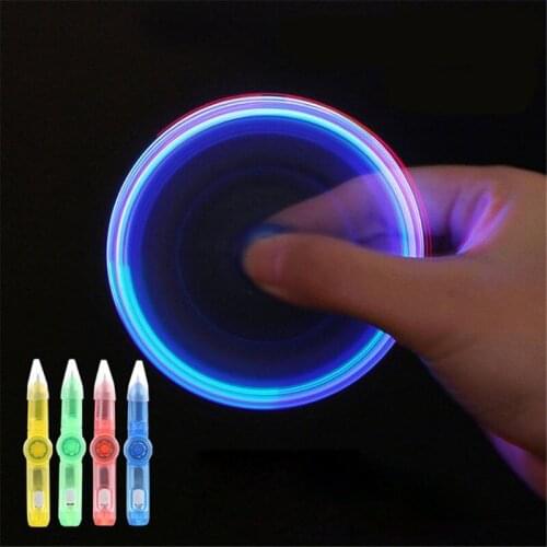 Rotating fingertip toy luminous LED gyroscope for office use ADHD EDC compression and decompression plastic ballpoint pen