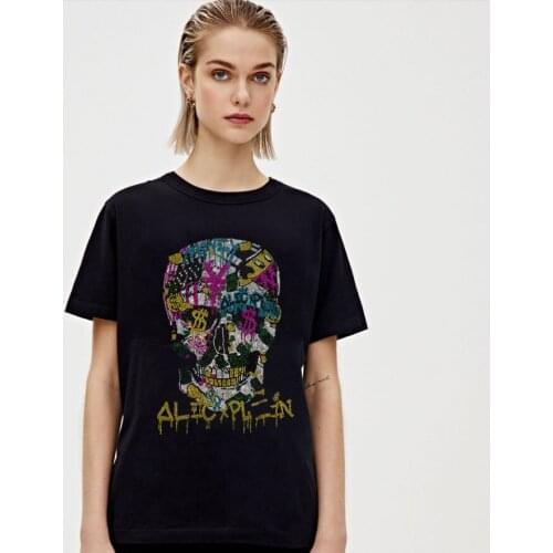 T Shirt Women Hot drill Tshirt Diamonds T-shirts Female 2021 new fashion women tees