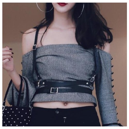 Women Sexy Harajuku O-Ring Garters faux Leather Women Body Bondage Cage Sculpting Harness Waist Belt Straps Suspenders Belt