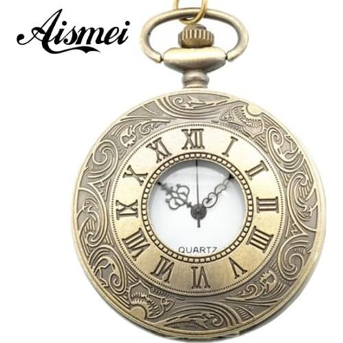 25pcs/lot New Retro Vintage Pocket Watch For a gift Brand New Antique Steam punk Quartz Necklace Pendant send by EMS or DHL
