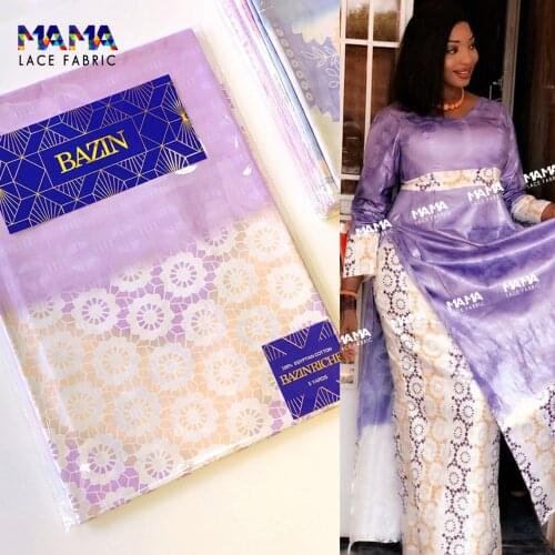 5 Yards African Lace Fabric 2021 High Quality Lace Bazin Riche Geztner Floral Printed Fabrics For Elegant Nigerian Wedding Dress
