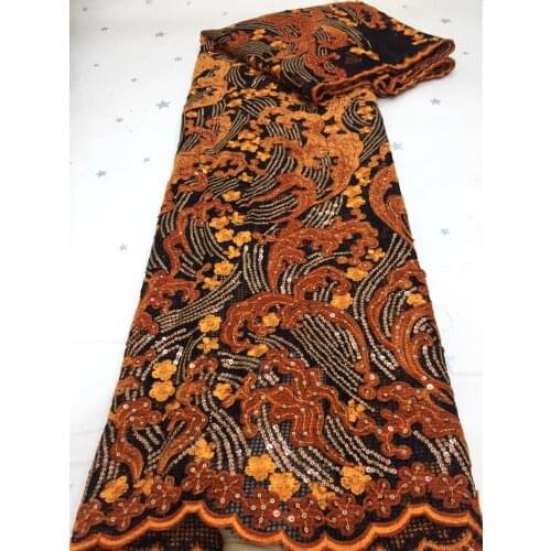 5yards/pc) Wonderful velvet appliqued African net lace soft French mesh lace fabric with sequins embroidery for party FZX098