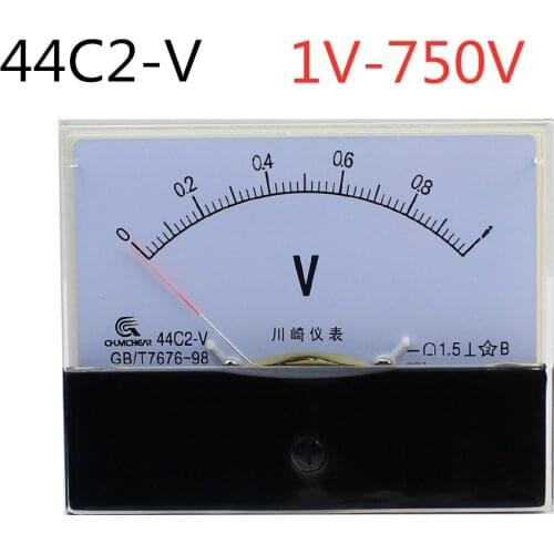 44C2-V 1V 2V 3V 5V 10V 15V 20V 30V 50V 100V Class 1.5 Accuracy DC 0-5A Analog Panel Meter Ammeter Amperemeter