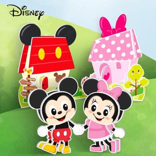 Disney Animated Films 3D Cartoon Scene DIY Puzzle Toy Mickey Minnie Mouse Children Educational Toys Christmas Present For Kids