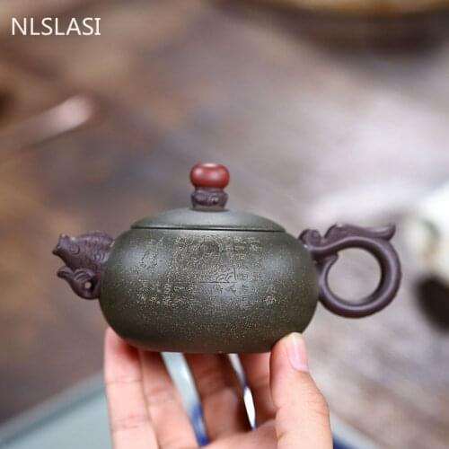 Yixing Handmade Tea Pot Fish Shape Purple Clay Teapot Raw ore Beauty Kettle Chinese Tea Ceremony Customized Gifts 140ml