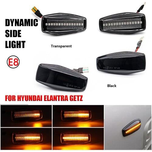 2Pcs Dynamic Turn Signal LED Light Side Fender Marker For Hyundai I10 Trajet Sonata Elantra Getz XG Tucson Terracan Coupe Matrix