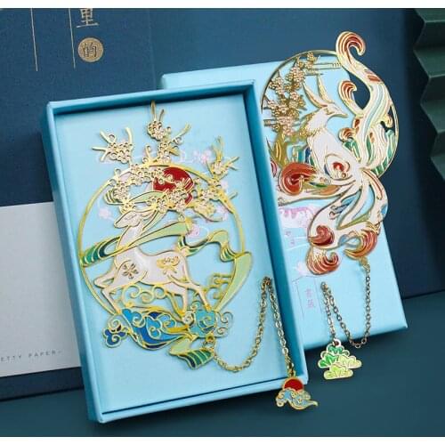 Chinese Style Retro Mascot Art Brass Hollow Decoration Badge Enamel Pin Bookmark Festival Small Commemorative Gift