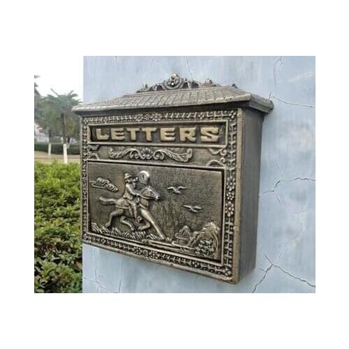 European Bronze cast iron mailbox Fashion Vintage Bucket tin Newspaper box Post Letter Box aluminium Garden Decorative mailbox