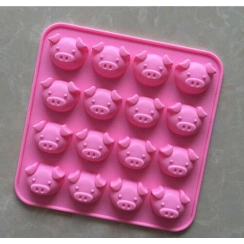 16 Hole Silicone Mold Cute Pig Head Shaped Chocolate Mold DIY Piggy Cake Mould Handmade Soap Molds#202126