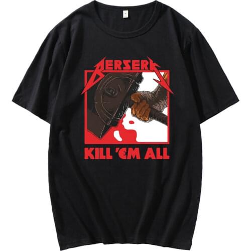 2021 Japanese Anime Berserk Graphics Print Short Sleeve SSpring Summer Unisex Hipster Black T-shirt Male Retro Style T Shirt